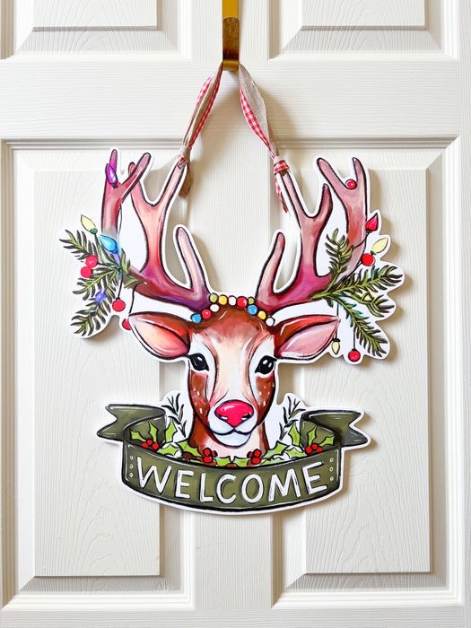 Holiday Deer Welcome Door Hanger