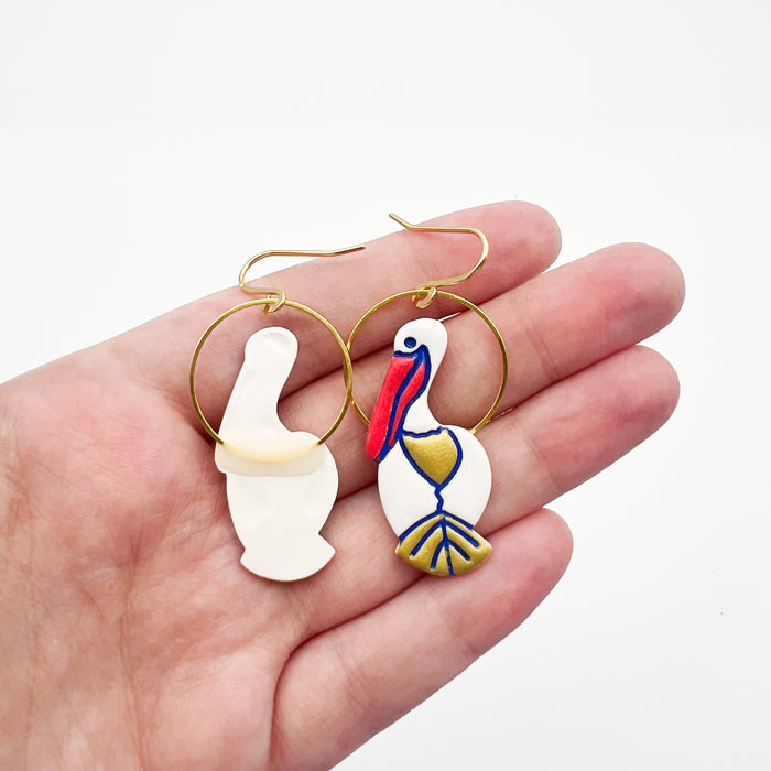 Go Pels Pelican Clay Earrings