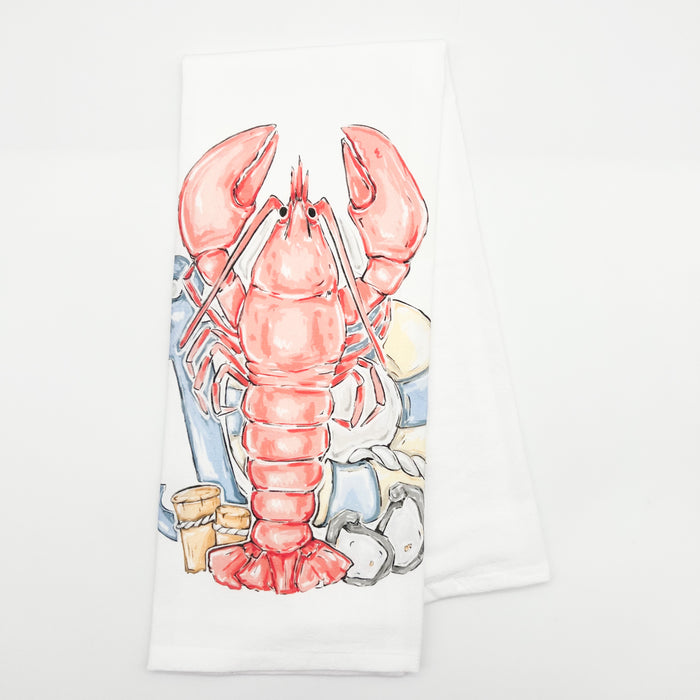 Home Malone Coastal Lobster Oyster Anchor Muted Colored Kitchen + Home Decor Tea Towel // Printed in NOLA