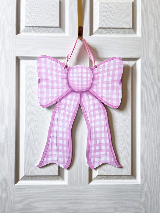 Home Malone Designs Pink Plaid Gender Reveal + Baby Shower Gift Guide Door Hanger // Made in New Orleans, LA
