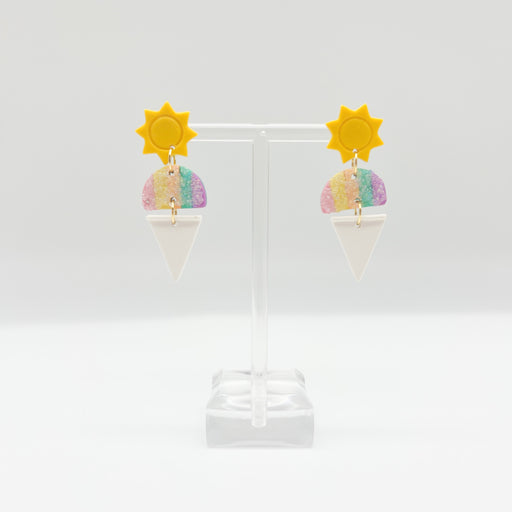 New Orleans Summer Rainbow Sunshine Sno-Ball Dangle Earrings for Women or Kids // Hot Summer Days // Sweet Treat Accessories // Jewelry for Women