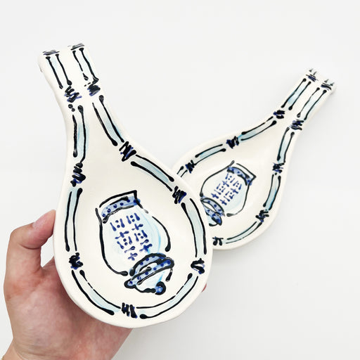 Magnolia Creative at Home Malone Blue Ginger Jar Spoon Rest for Mom or Grandma // Perfect Gift for Kitchen + Bar // Handmade + Handpainted Ceramics // New Orleans