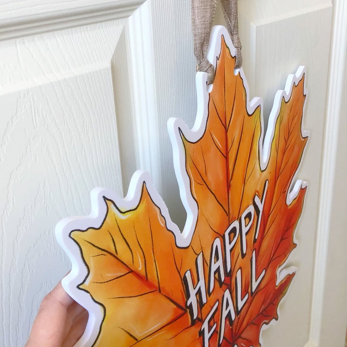 Happy Fall Autumn Leaf Door Hanger