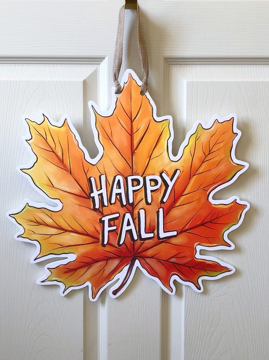 Happy Fall Autumn Leaf Door Hanger