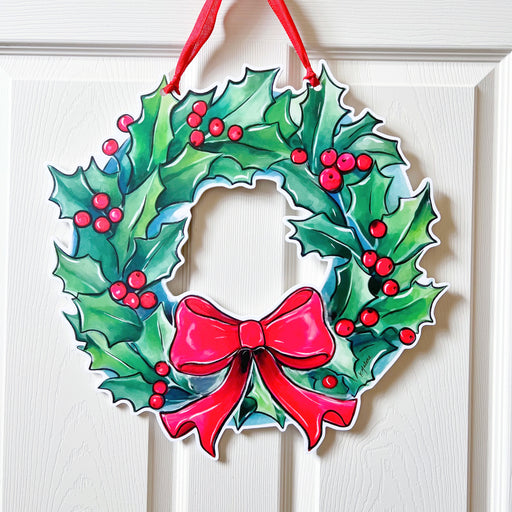 Holly Holiday Wreath Door Hanger, Home Malone, New Orleans art, Christmas Wreath, Holly Berry, Merry Christmas, Ho Ho Ho, Christmas Decor, Festive Outdoor Decor, Happy Holidays, Holly Jolly Christmas