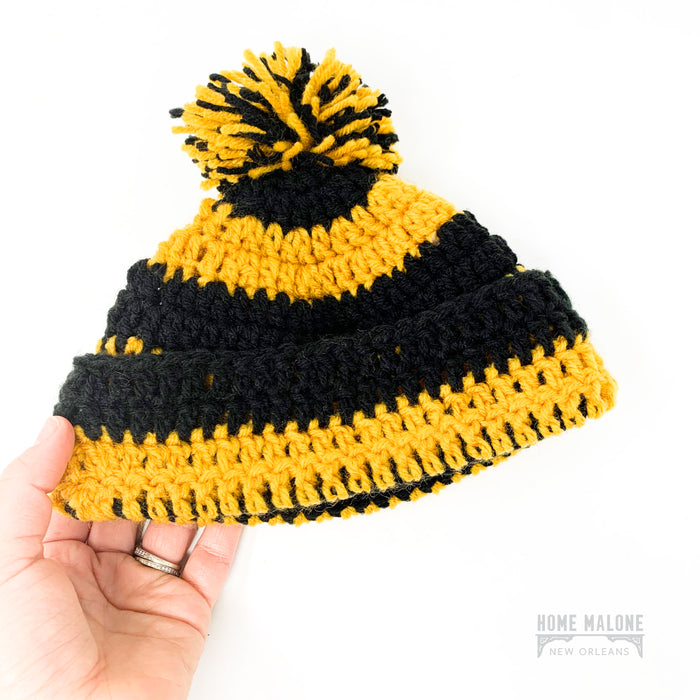 Toddler Black & Gold Knit Hat