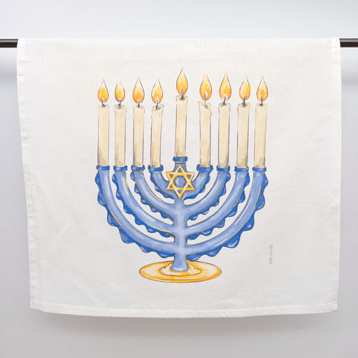Menorah, Hanukkah, Jewish Holiday, 9 candles, Star of David, cute holiday towel