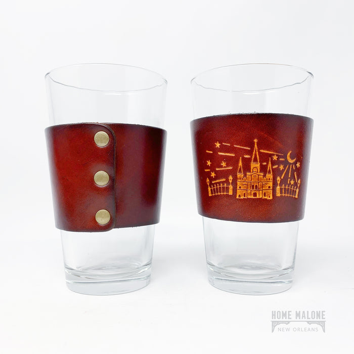 Cathedral Leather Wrap Pint Glass