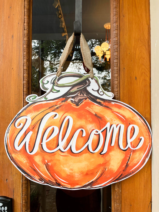 Pumpkin Welcome Door Hanger