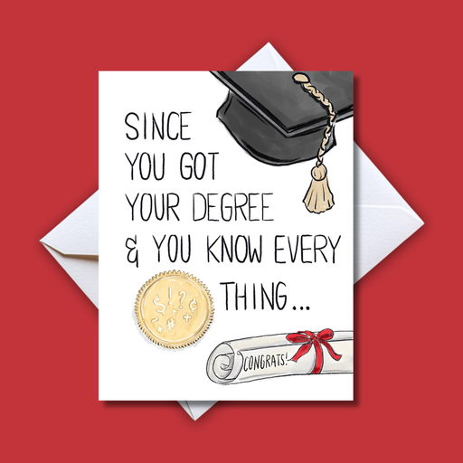 Home Malone Designs Funny Since You Got Your Degree & You Know Everything Graduation Card // Congratulations Degree Greeting Card // New Orleans