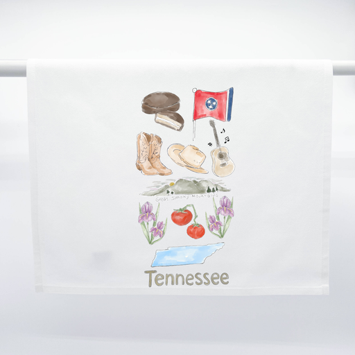Home Malone New Orleans Tennessee State Icons Tea Towel - Country Music, Grand Ol Opry, Moon Pies, Iris Flowers, Great Smoky Mountains, Dolly Parton Cute New Arrivals Kitchen Essentials
