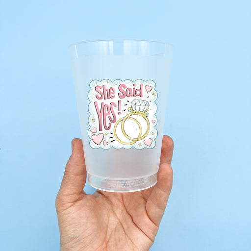 Home Malone She Said Yes! Wedding Bands Heart Party Cup Set of 6 - Perfect Fun Gift Ideas for Bachelorette Parties - Wedding Gift Guide