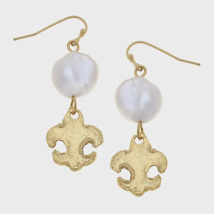 Gold FDL + Pearl Drop Earrings