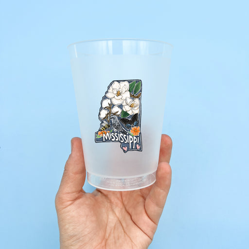 Home Malone State of Mississippi Favorites Party Cups Set of 6 - Magnolias, Butterflies, Cotton Flowers - Gift Ideas for Mississippi Locals