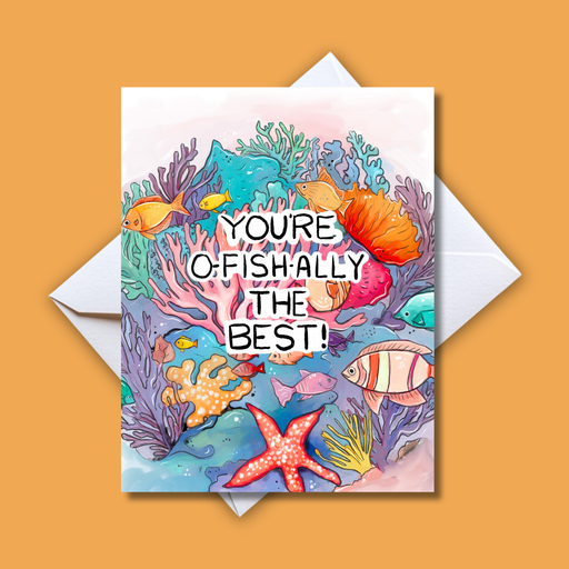 Home Malone Designs You're O-Fish-Ally The Best Vibrant Under The Sea Coral Reef Card // Any Occasion Greeting Card // Fun + Colorful Card Collections