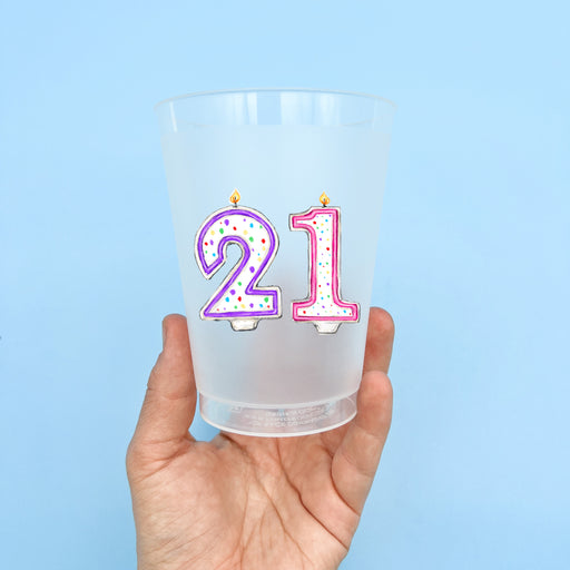 Home Malone Party Cup Set of 6 21st Twenty First Birthday Party Candles - Pink and Purple Finally 21 Gifts for Her - Shatterproof Tumblers