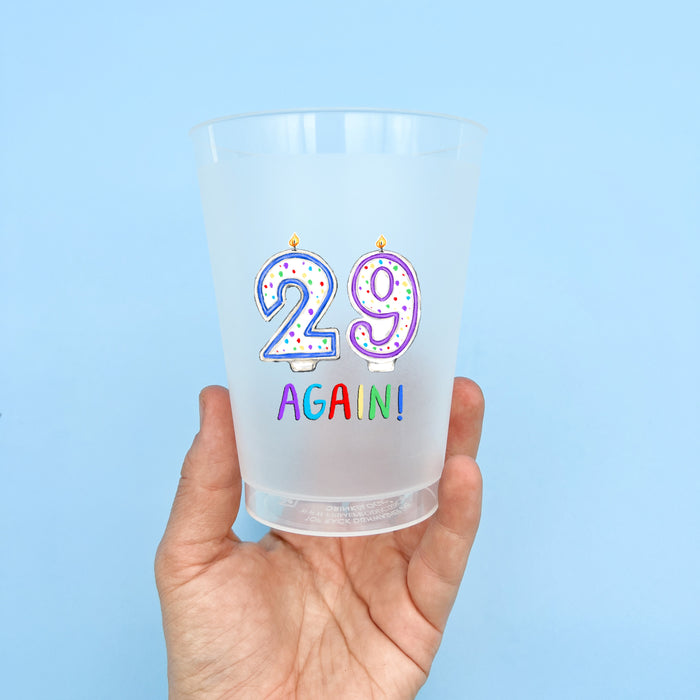 Home Malone 29 Again! Birthday Cake Candles Fun + Cute New Design Set of 6 Cups for Birthday Parties - Bday Gifts for Her - New Orleans, LA