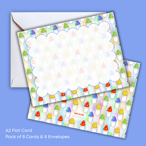 Home Malone Designs Rainbow Sno-ball 8 Notecard Set - Fun + Colorful Design - NOLA Summer Sweet Treat - Any Occasion Gifting 
