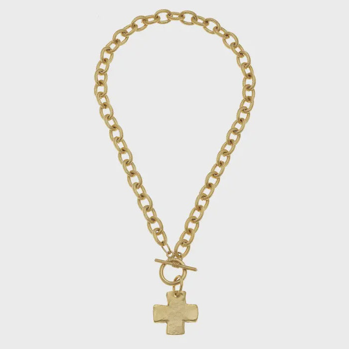 Square Gold Cross Necklace