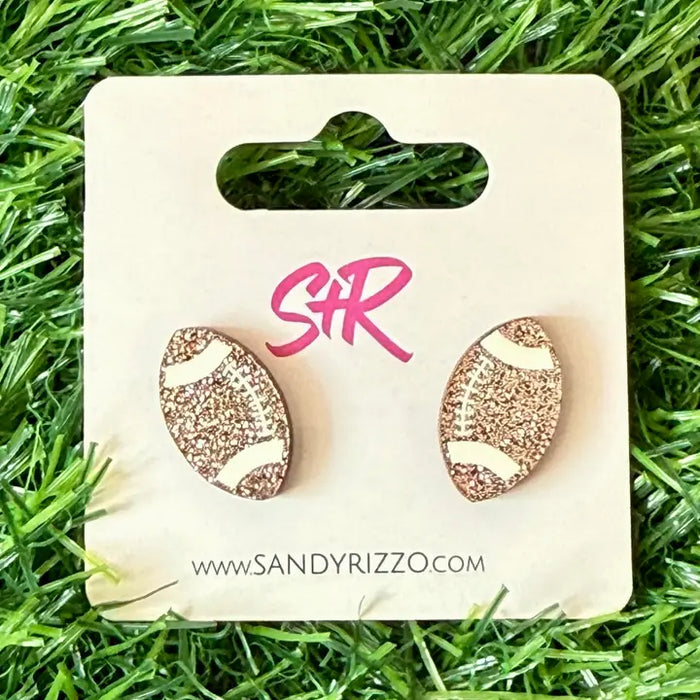 Football Glitter Stud Earrings