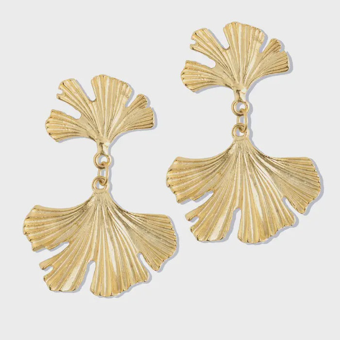 Gold Ginkgo Leaf Earrings