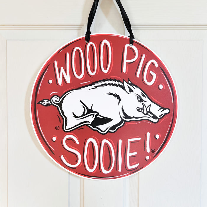 university of Arkansas Woo Pig Sooie PVC Door Hanger Hog Pride 