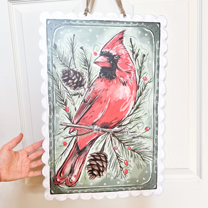 Red Cardinal Stamp Door Hanger