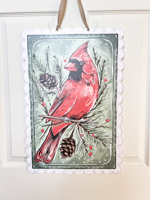 Red Cardinal Stamp Door Hanger