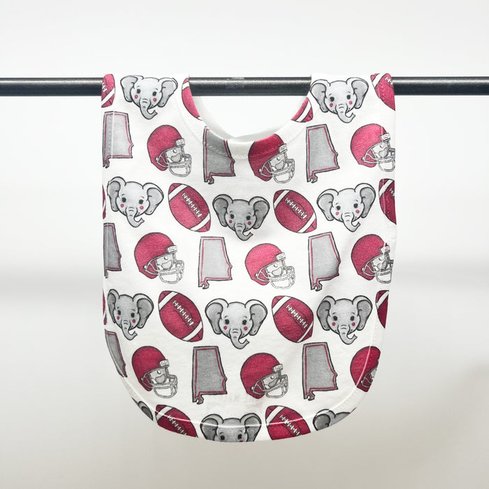 Gray Elephant Crimson Football Bib- ONLINE EXCLUSIVE