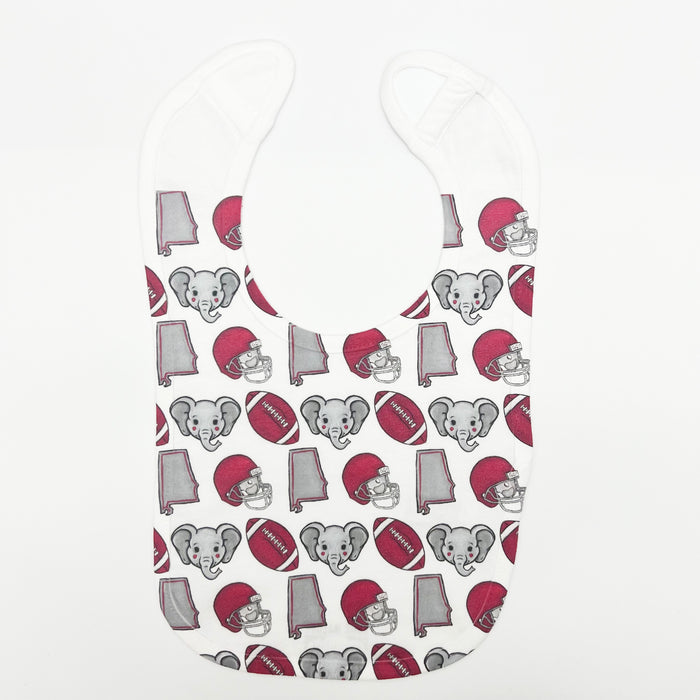 Gray Elephant Crimson Football Bib- ONLINE EXCLUSIVE