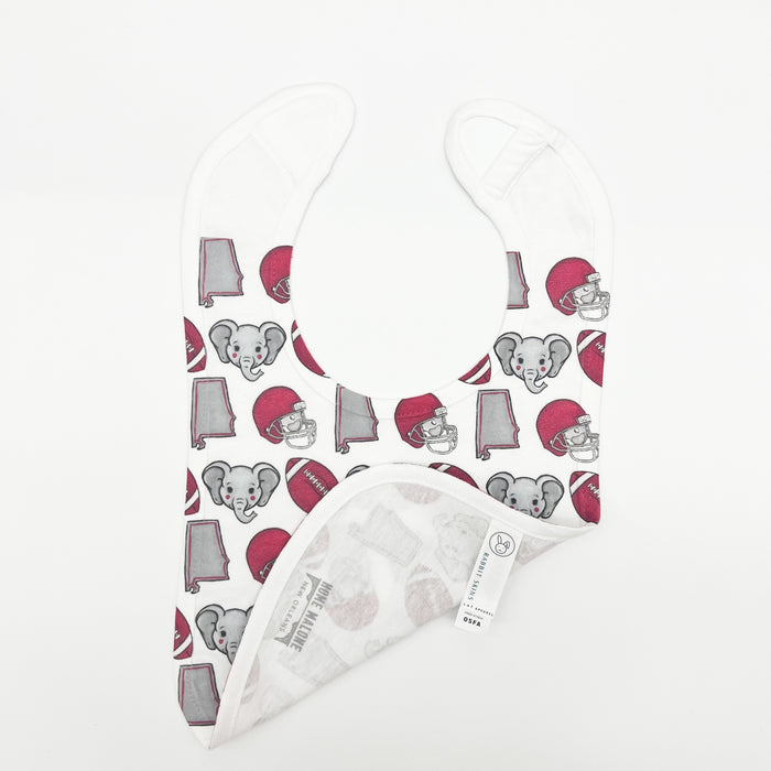 Gray Elephant Crimson Football Bib- ONLINE EXCLUSIVE