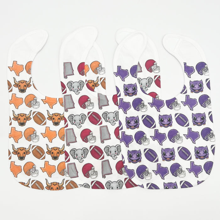 Gray Elephant Crimson Football Bib- ONLINE EXCLUSIVE