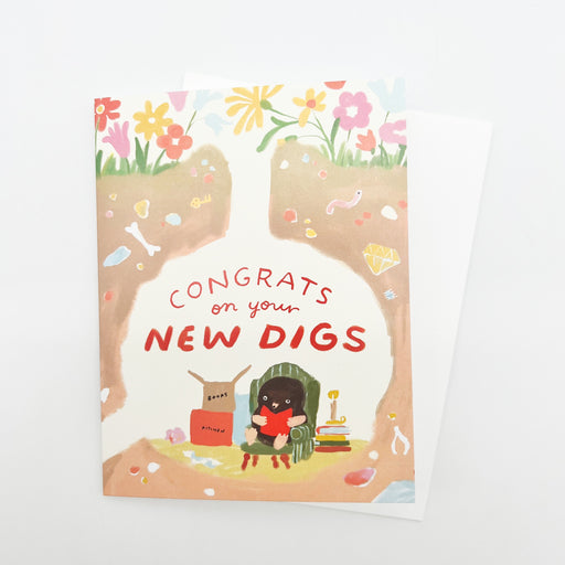 Congrats on your new digs mole underground congratulations stationery  greeting card