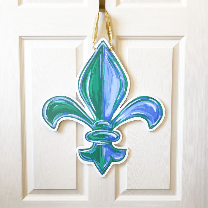 Tulane Blue and Green Fleur De Lis, New Orleans Art, Home Malone, TU, New Orleans Door, Tulane Football, Tulane Acceptance, Graduation, Alumni Gift