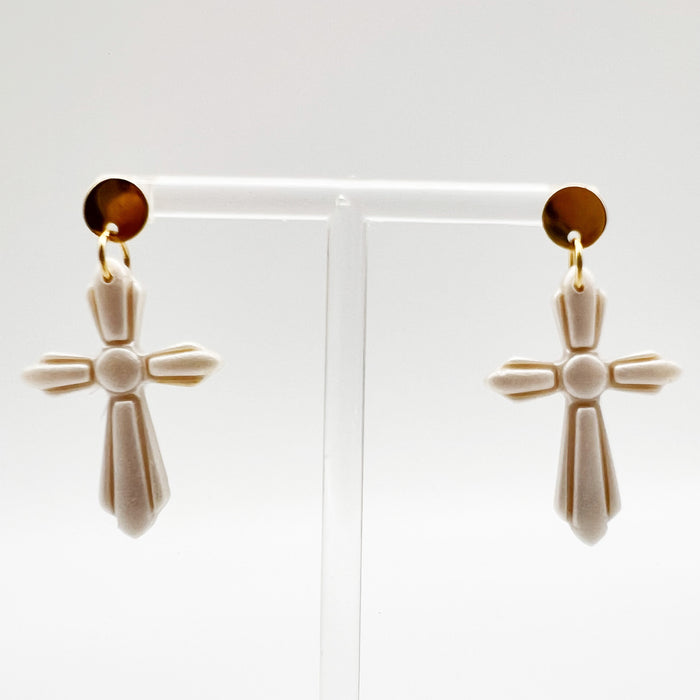 Cross Clay Earrings