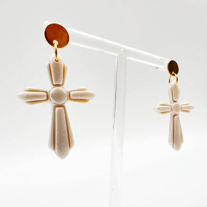 Cross Clay Earrings