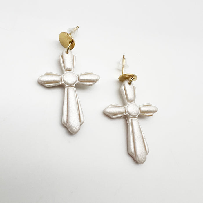 Cross Clay Earrings