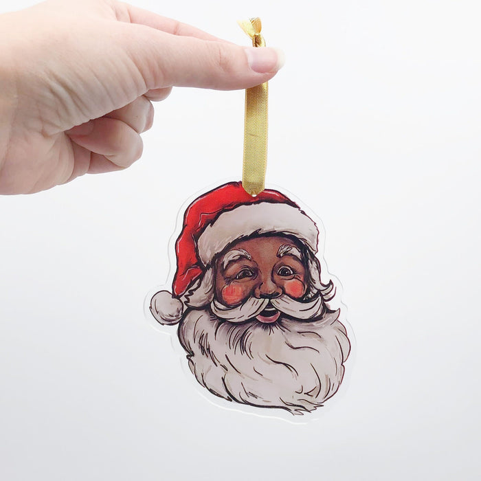 Acrylic Vintage Jolly Santa Ornament