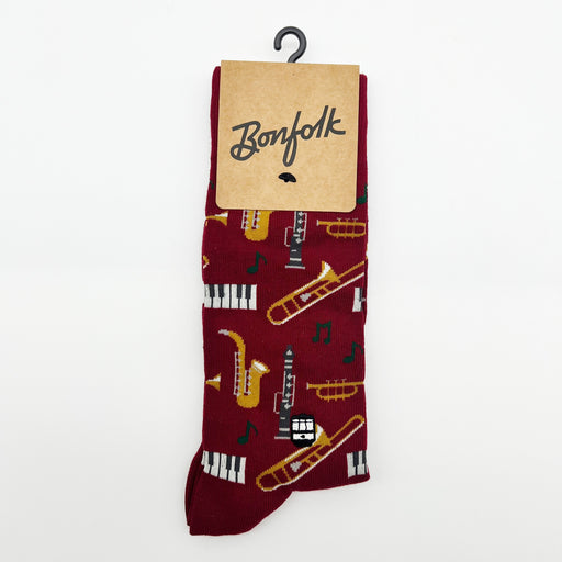 Bonfolk Maroon Jazz Sock Music Trumpet Clarinet Piano Notes Funky Fun Groomsmen Gift Ideas