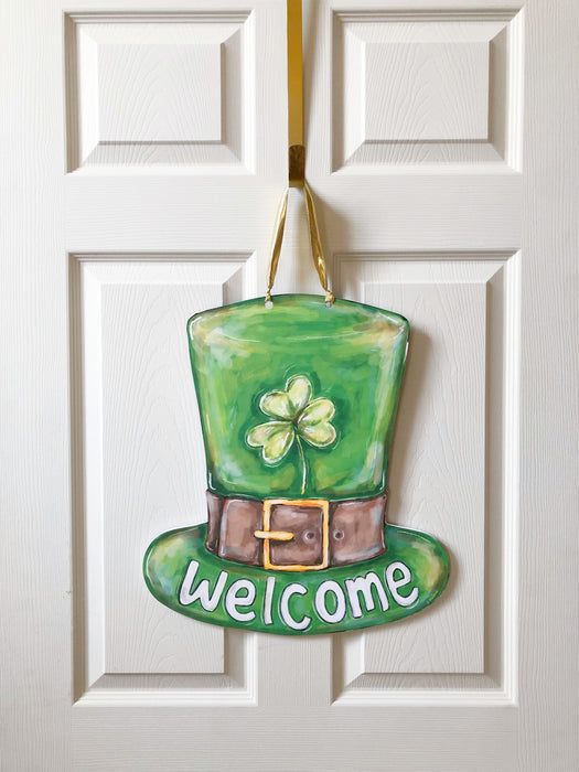 St. Patrick's Leprechaun Hat Welcome Door Hanger
