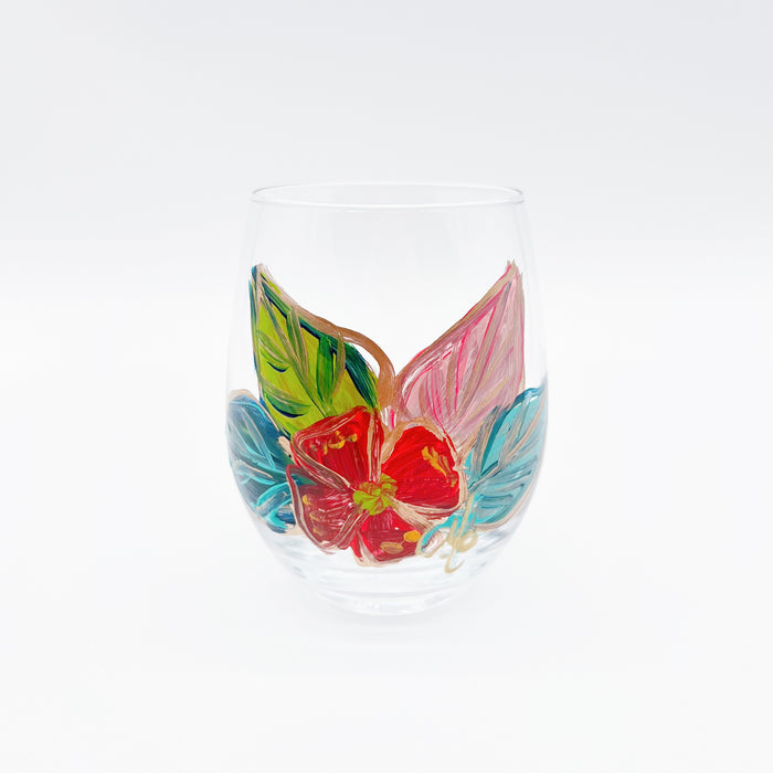 Floral Leaf Wine Glass