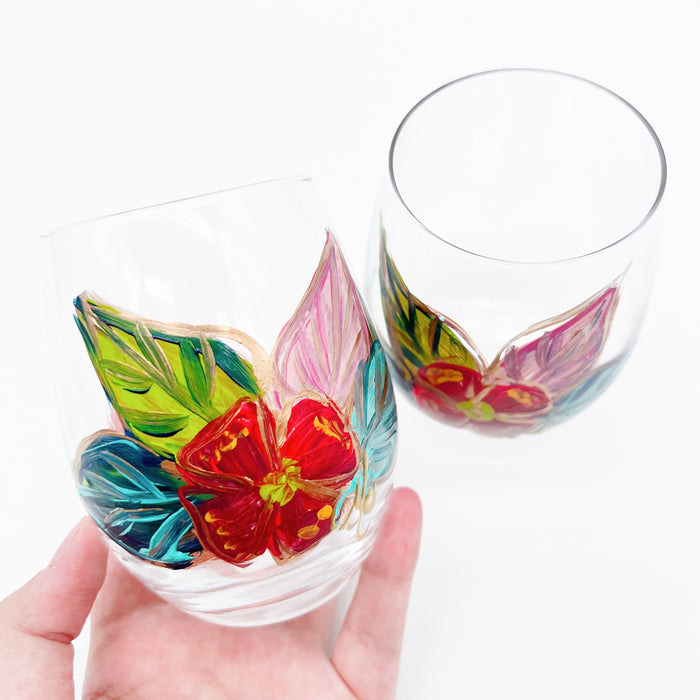 Floral Leaf Wine Glass