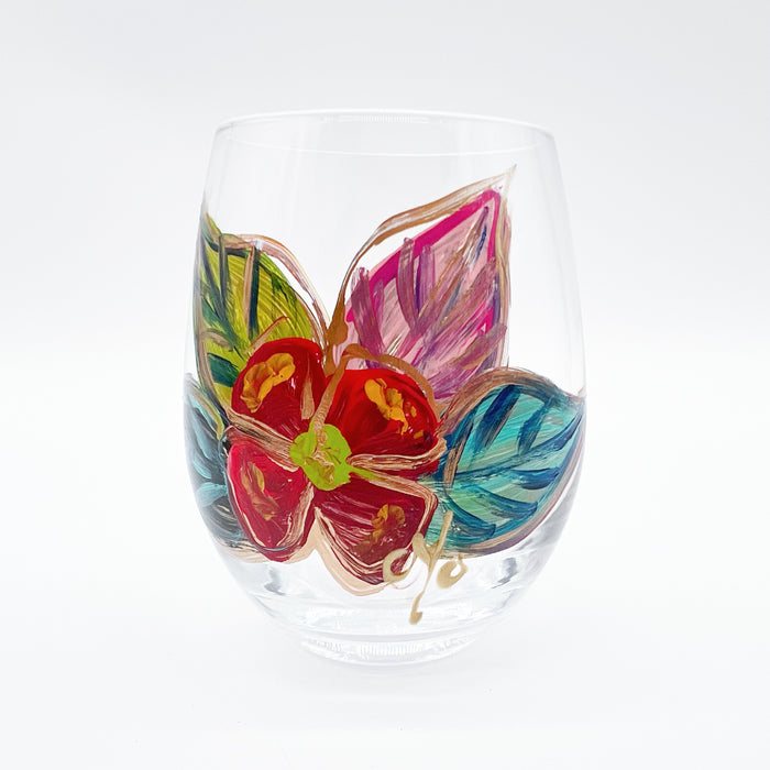 Floral Leaf Wine Glass