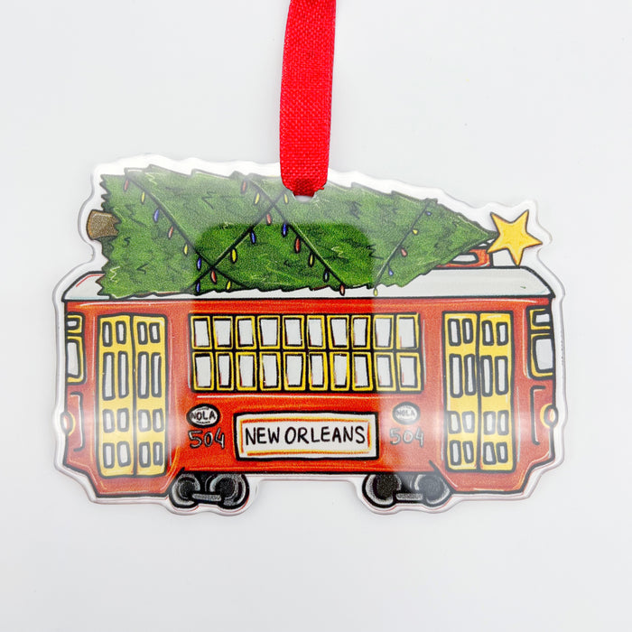 Acrylic Christmas Streetcar Ornament