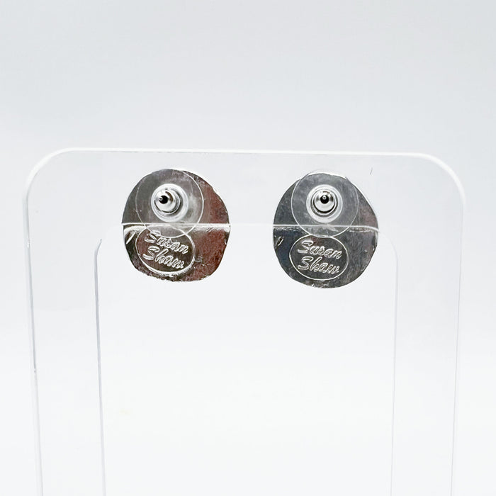 Round Silver Pearl Studs