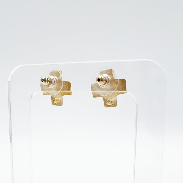 Gold Square Cross Studs