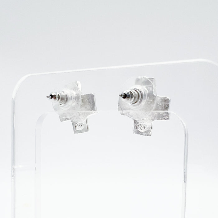 Silver Square Cross Studs