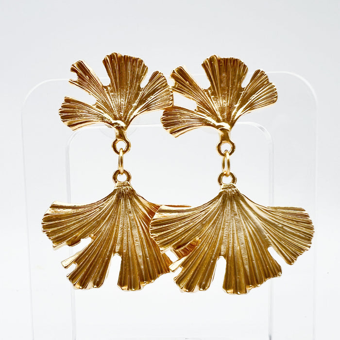 Gold Ginkgo Leaf Earrings