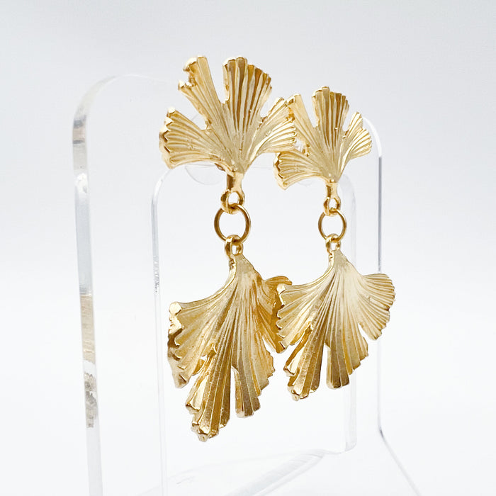 Gold Ginkgo Leaf Earrings