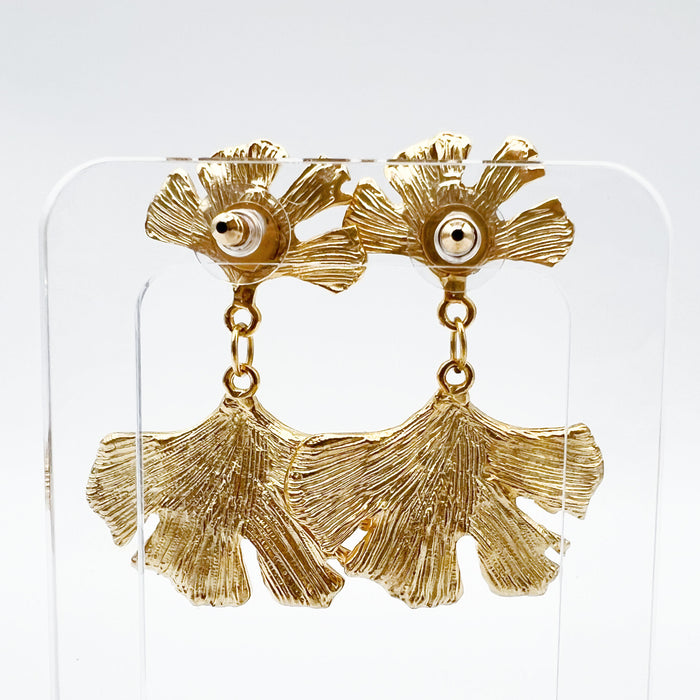 Gold Ginkgo Leaf Earrings